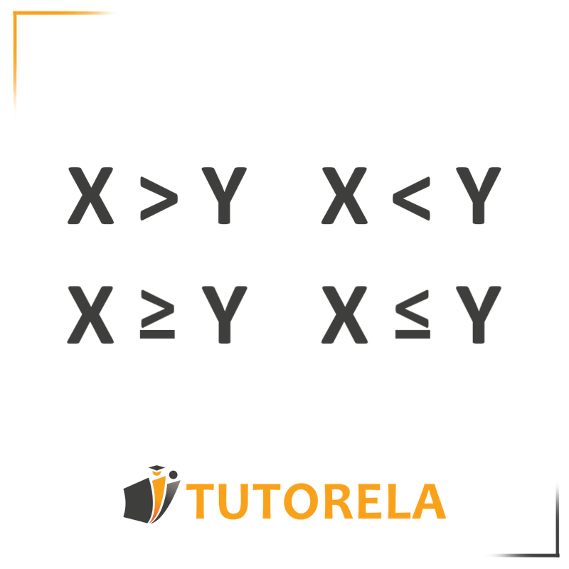 Mathematical inequality symbols explained: X > Y (greater than), X < Y (less than), X ≥ Y (greater than or equal to), and X ≤ Y (less than or equal to).