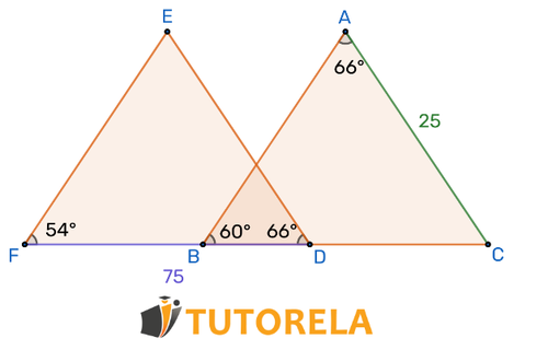 Exercise 5 Find the similarity ratio corresponding to the triangles ΔDEF and ΔABC.