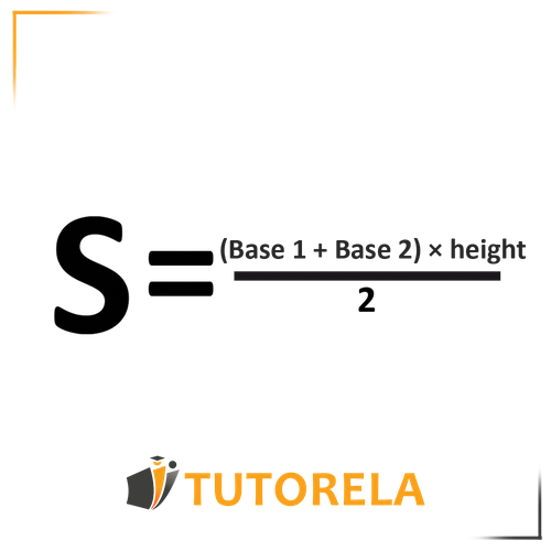 Diagram of a isosceles-angled trapezoid with the formula for calculating its area:  ( Base 1 + Base 2 ) × height (Base 1+Base 2)×height. The illustration highlights the two parallel bases, the height, and the application of the formula to find the area. Featured in a tutorial on calculating the area of trapezoids.