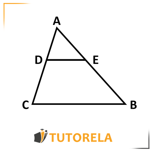 Geometric diagram illustrating Thales' Theorem with a rectangle labeled ABCD. Points D and E are marked on line segments within the rectangle to represent the theorem's proportionality. Black background with white text for clear visualization.