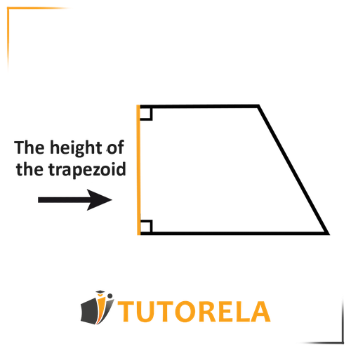 Diagram of a right-angled trapezoid with an arrow pointing to its height, labeled 'The height of the trapezoid.' The illustration highlights the perpendicular distance between the two parallel bases, essential for calculating the trapezoid's area. Featured in a tutorial on the properties of trapezoids.
