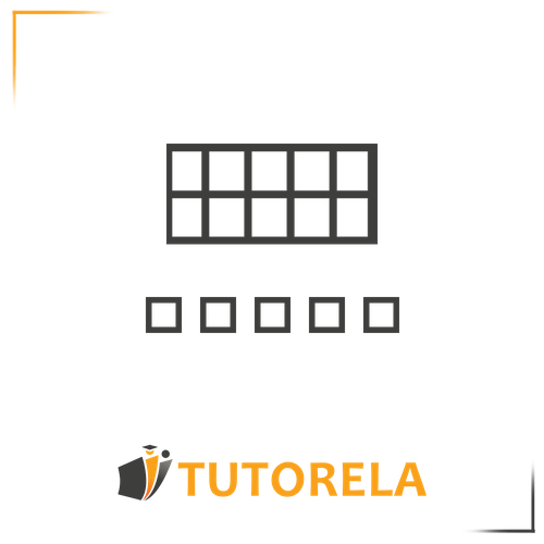 An image displaying one rectangular grid at the top with 2 rows and 5 columns (10 cells total), and below it, a row of 5 smaller square boxes aligned horizontally.