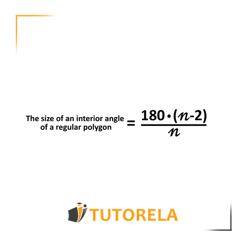 Diagram explaining how to calculate an individual angle in a regular polygon. The formula ( π β 2 ) Γ 180 Β° / π is prominently displayed, where π n represents the number of sides. Featured in a tutorial on the geometry of regular polygons and angle calculations.