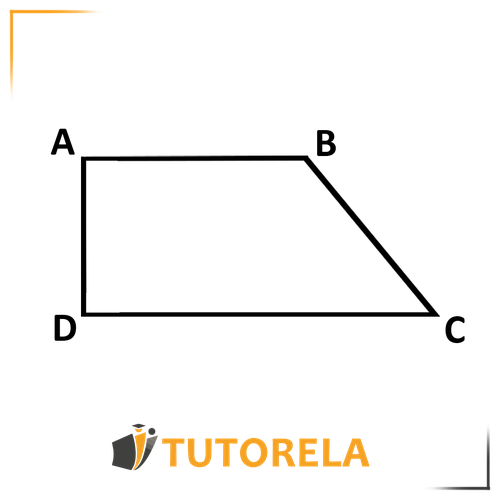 Diagram of a trapeze labeled with vertices A, B, C, and D. The rectangle is divided into distinct shaded areas for visual emphasis on its structure and proportions. The illustration highlights the right-angled trapezoid shape and its defining characteristics. Featured in a tutorial on understanding the properties and area calculation of a right-angled trapezoid.