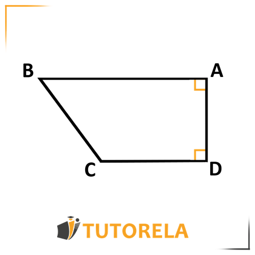 Diagram of a trapeze labeled with vertices A, B, C, and D. The rectangle is divided into distinct shaded areas for visual emphasis on its structure and proportions. The illustration highlights the right-angled trapezoid shape and its defining characteristics. Featured in a tutorial on understanding the properties and area calculation of a right-angled trapezoid.
